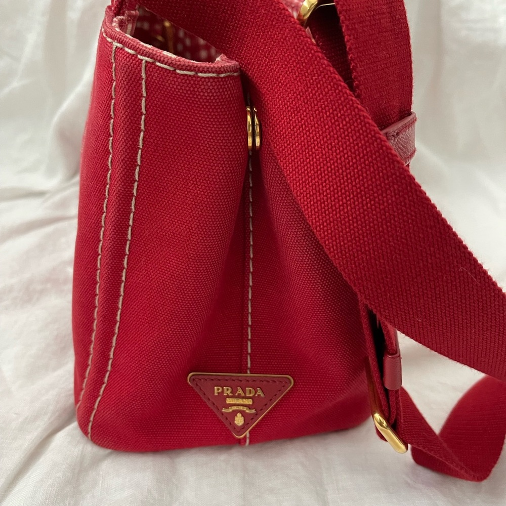 Prada Red Canvas Tote Bag - Picture 5 of 16